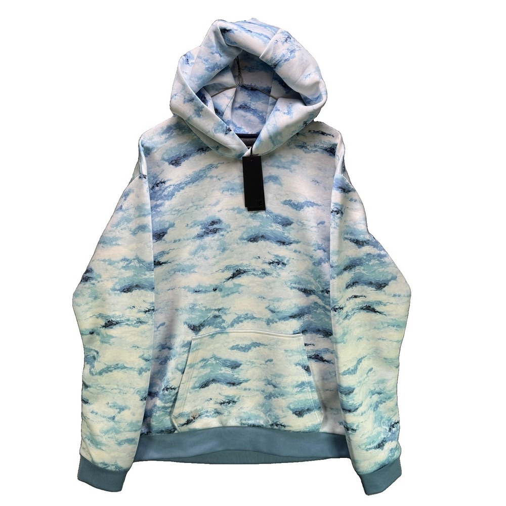 Greyson Golf Hoodie Mens XL Blue Clouds AOP Chene Heavyweight Golf NWT $230